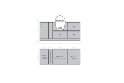 Кухня Astov BBQ № 7 (ширина 1940 мм)(готовое решение)