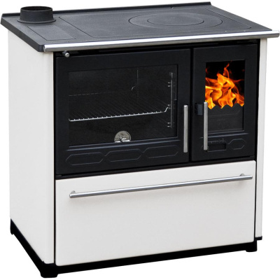  Печь плита Plamen 850 GLAS (белая, труба слева) 