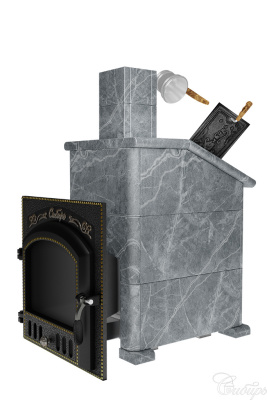  Премиальная банная печь "Сибирь-25" ЗК (дверка 700х700) в облицовке "Президент" талькомагнезит